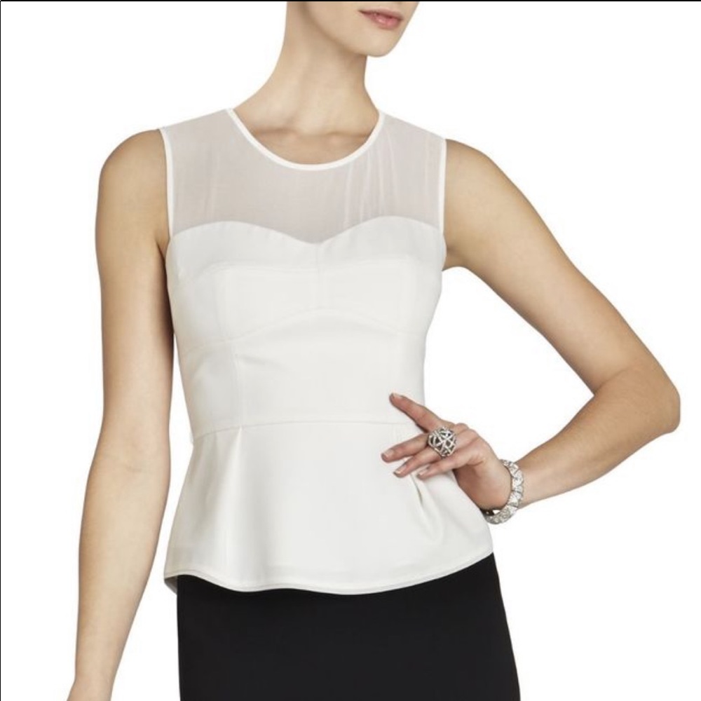 Women’s NWT M BCBG Cream Noemi Semi Sheer Blouse